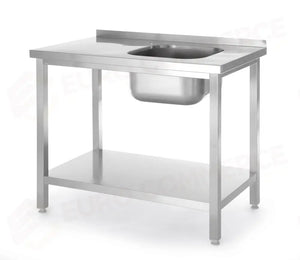 TAVOLO LAVELLO CON RIPIANO IMBULLONATO HENDI KITCHEN LINE LAVANDINO AL CENTRO 600X600X(H)850MM