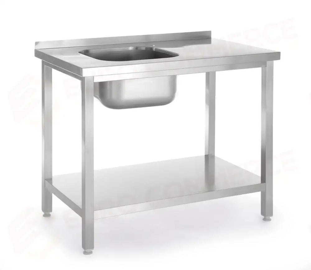 TAVOLO LAVELLO CON RIPIANO IMBULLONATO KITCHEN LINE CIOTOLA SUL LATO SINISTRO 800X600X(H) - HENDI