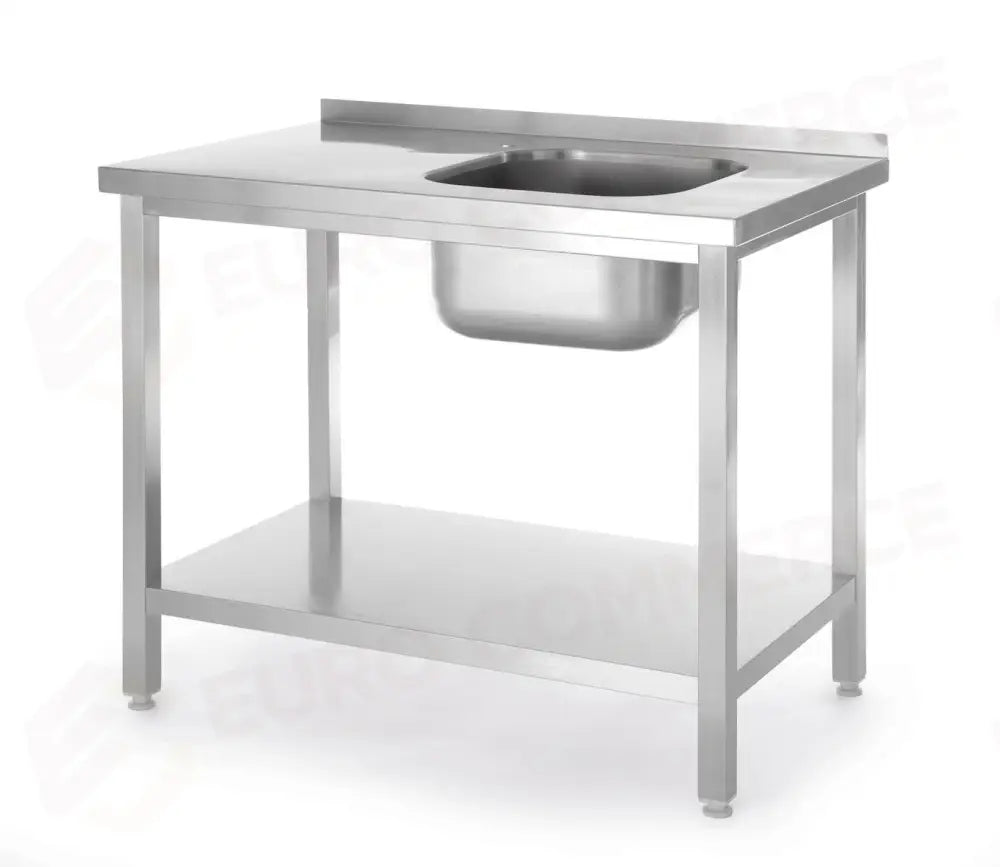 TAVOLO LAVELLO CON RIPIANO IMBULLONATO KITCHEN LINE CIOTOLA SUL LATO DESTRO 800X600X(H)85 - HENDI