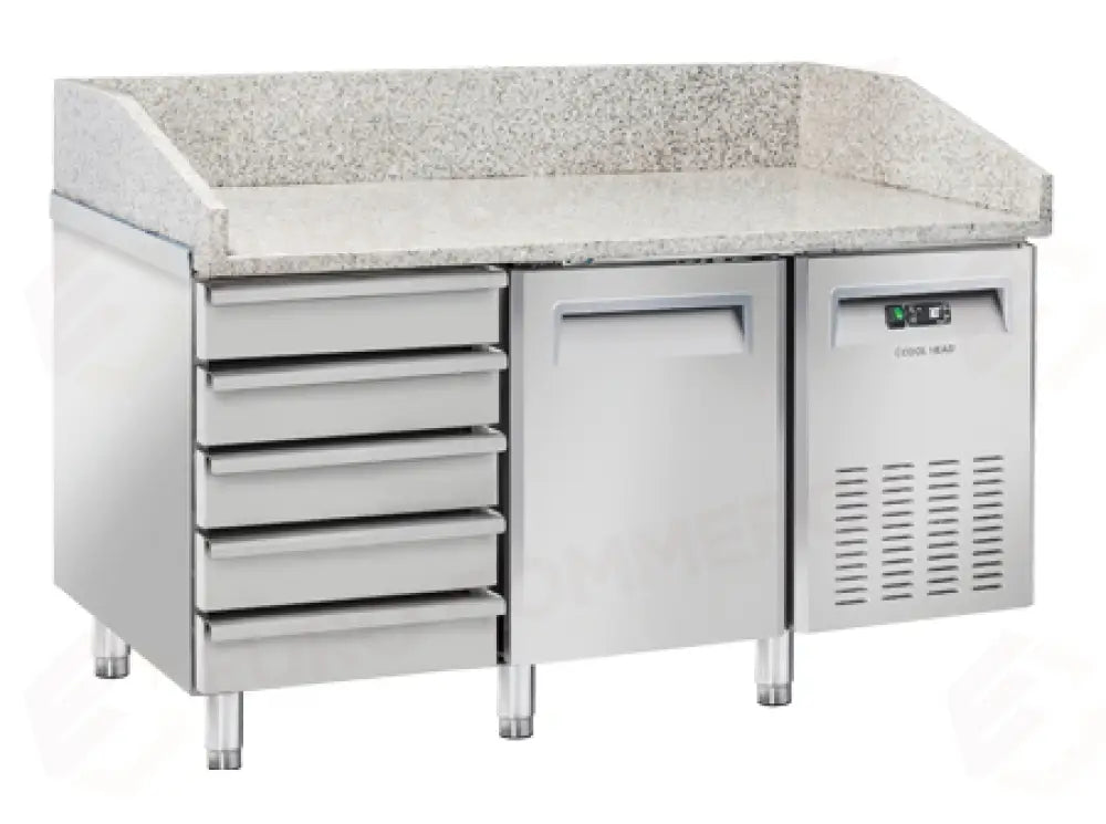 TAVOLO PER PIZZA REFRIGERATO PER VASSOI 600X400MM +2°/+8°C - QZ 16 - COOL HEAD