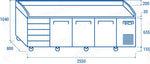 TAVOLO PER PIZZA REFRIGERATO PER VASSOI 600X400MM +2°/+8°C - QZ 36 - COOL HEAD