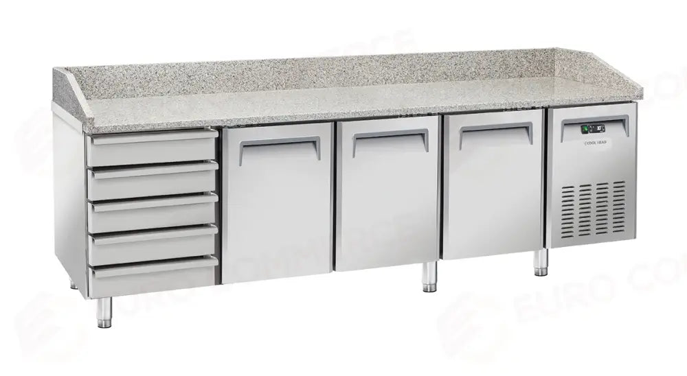 TAVOLO PER PIZZA REFRIGERATO PER VASSOI 600X400MM +2°/+8°C - QZ 36 - COOL HEAD