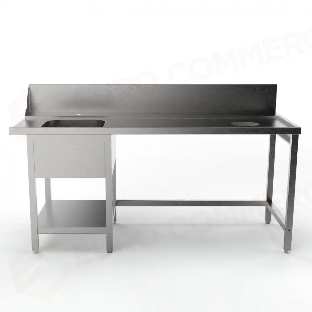 TAVOLO PRELAVAGGIO DX CON FORO SBARAZZO E SPAZIO PER LAVASTOVIGLIE FRONTALE MPDLV-1800 (1800 X 760