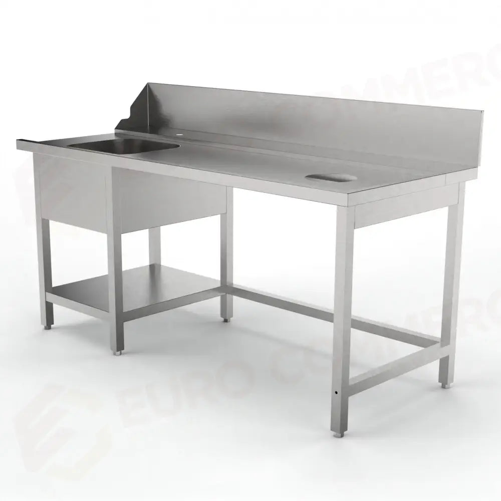 TAVOLO PRELAVAGGIO DX CON FORO SBARAZZO E SPAZIO PER LAVASTOVIGLIE FRONTALE MPDLV-1800 (1800 X 760