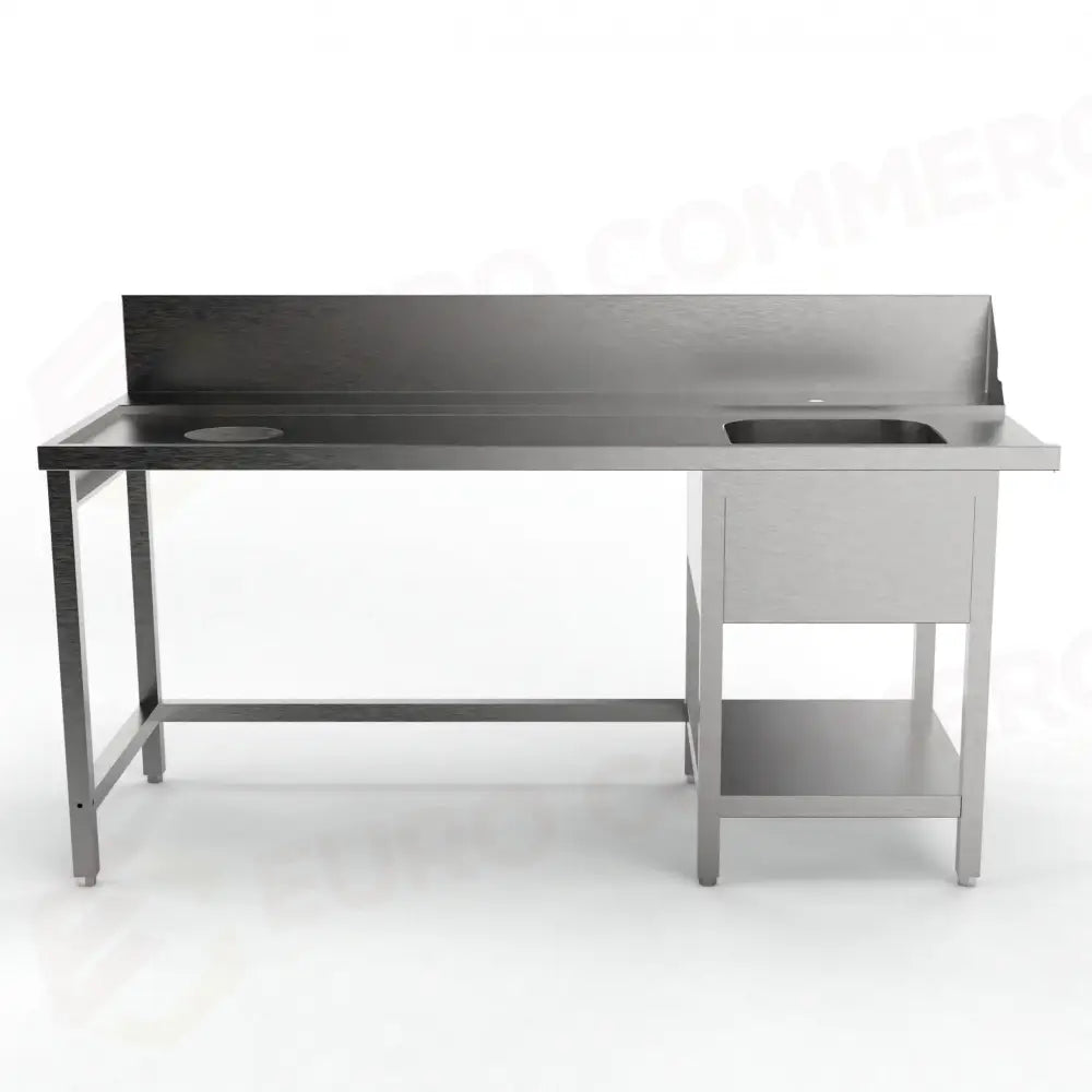TAVOLO PRELAVAGGIO SX CON FORO SBARAZZO E SPAZIO PER LAVASTOVIGLIE FRONTALE MPILV-1800 (1800 X 760