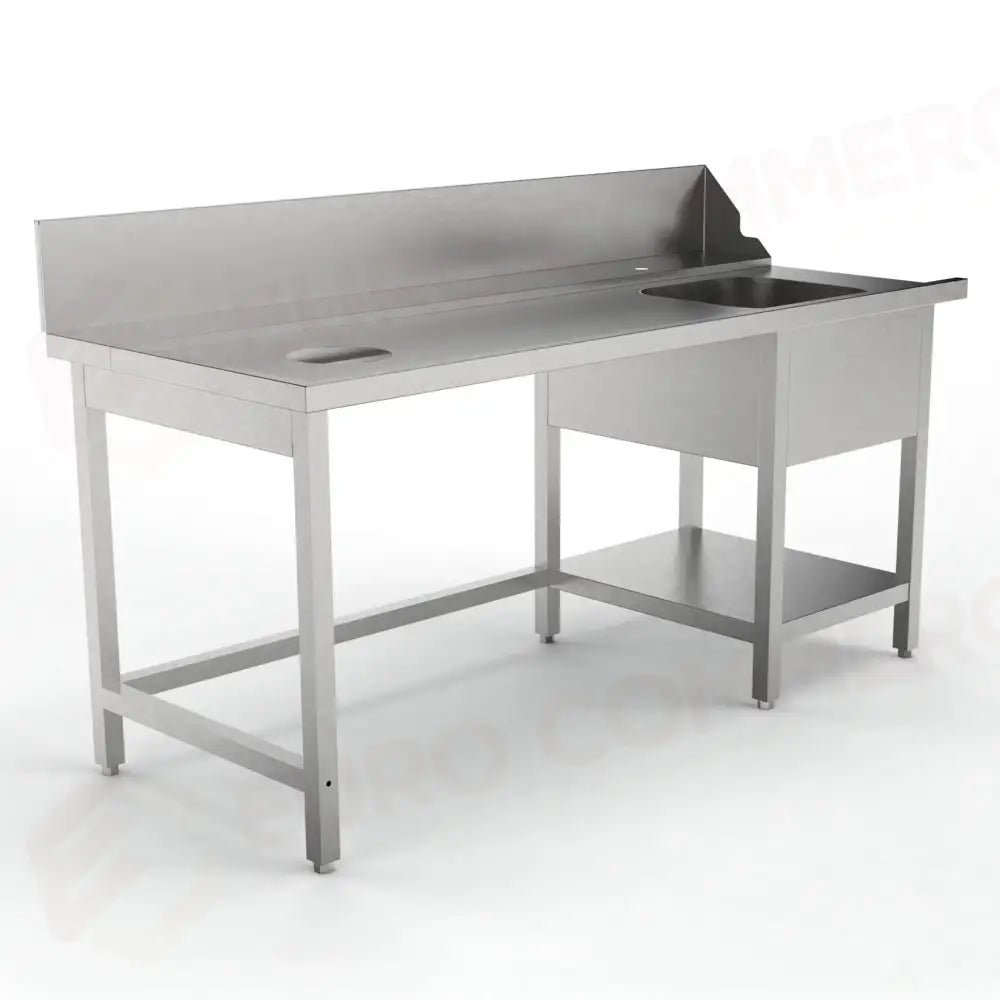 TAVOLO PRELAVAGGIO SX CON FORO SBARAZZO E SPAZIO PER LAVASTOVIGLIE FRONTALE MPILV-1800 (1800 X 760