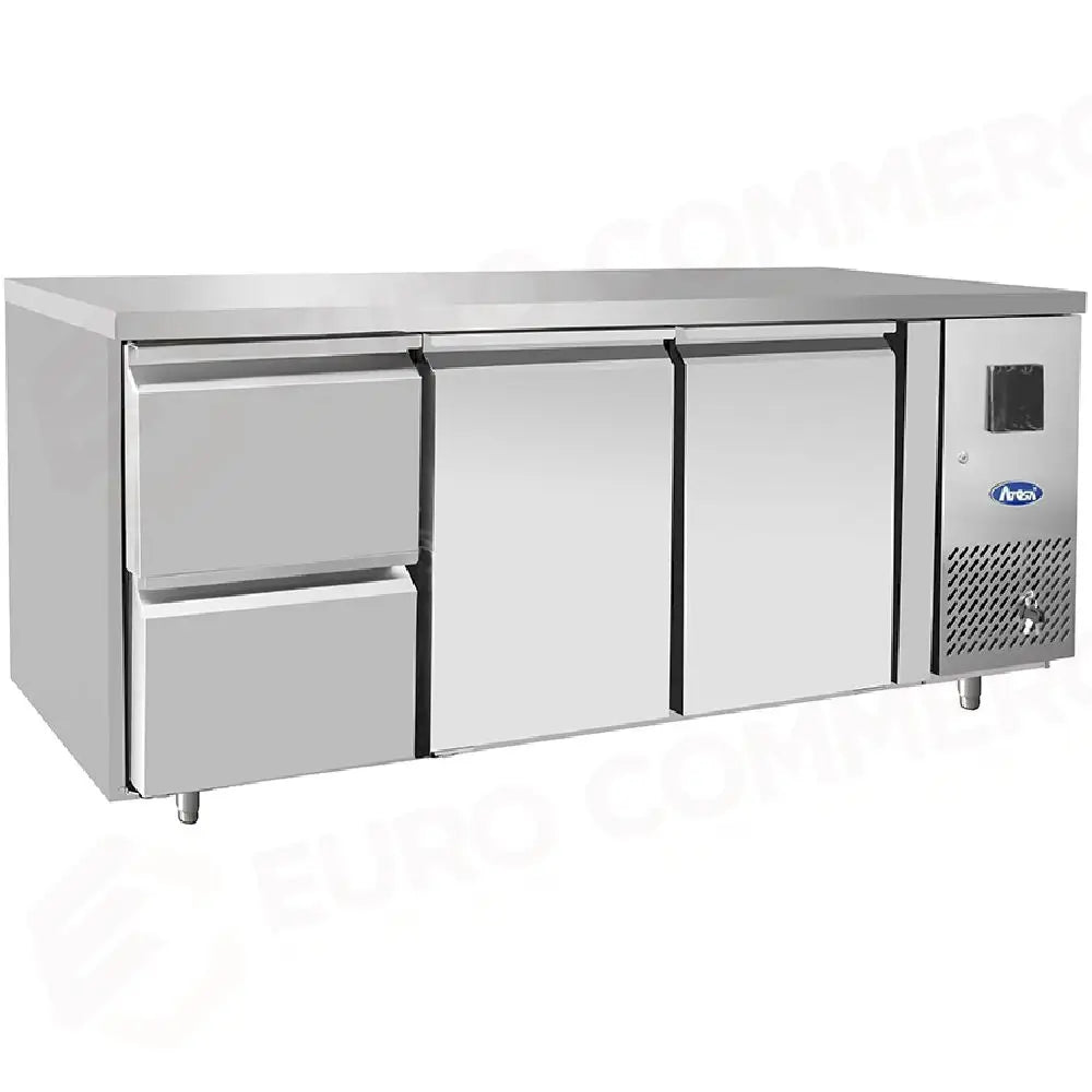 TAVOLO REFRIGERATO ATOSA 700 TN - 2 PORTE GN 1/1 - CASSETTIERA GN 1/2 - EPF3534-GR-304T - ATOSA