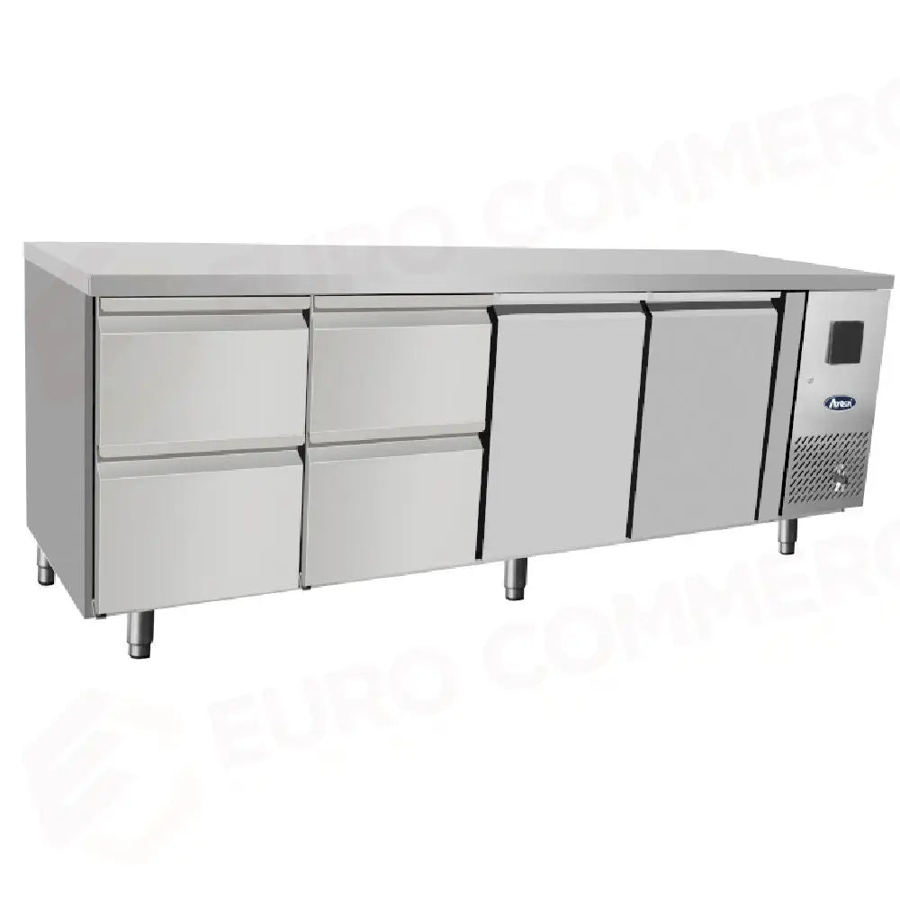 TAVOLO REFRIGERATO ATOSA 700 TN - 2 PORTE GN 1/1 - 2 CASSETTIERE GN 1/2 - EPF3525-GR-304T - ATOSA