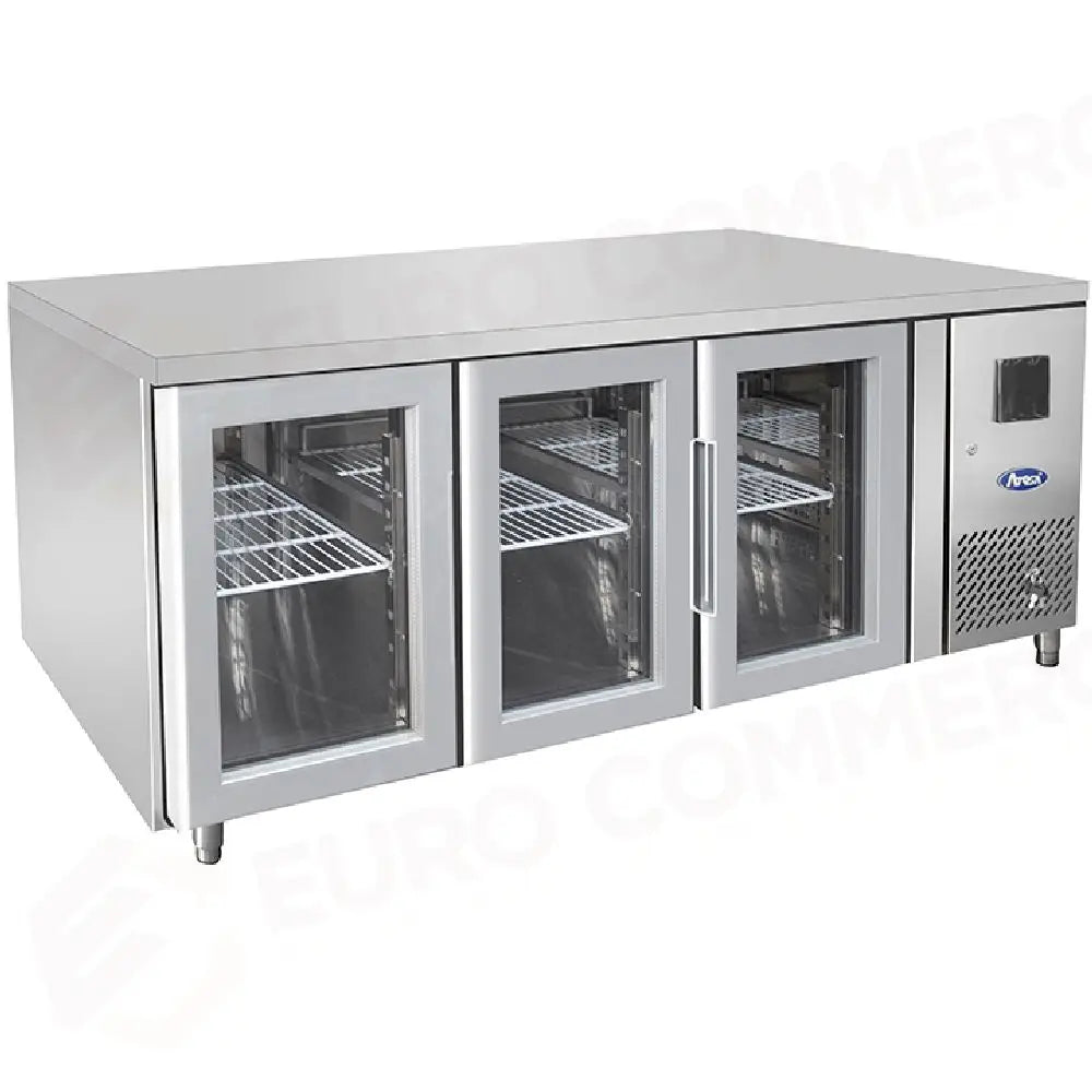 TAVOLO REFRIGERATO ATOSA 700 TN - 3 PORTE IN VETRO - GN 1/1 - EPF3731-GR-304T - ATOSA