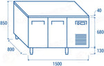 TAVOLO REFRIGERATO EURONORM PER VASSOI 600X400MM +2°/+8°C - PA 2100 - COOL HEAD
