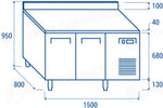 TAVOLO REFRIGERATO EURONORM PER VASSOI 600X400MM +2°/+8°C - PA 2200 - COOL HEAD