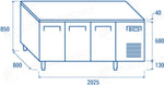 TAVOLO REFRIGERATO EURONORM PER VASSOI 600X400MM +2°/+8°C - PA 3100 - COOL HEAD