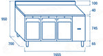 TAVOLO REFRIGERATO GN1/1 (COMANDO REMOTO/PORTAVETRO) +3°/+10°C - QRG 3200SG - COOL HEAD