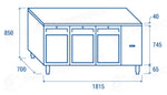 TAVOLO REFRIGERATO GN1/1 (COMANDO REMOTO/PORTAVETRO) +3°/+10°C - QRG 3100SG - COOL HEAD