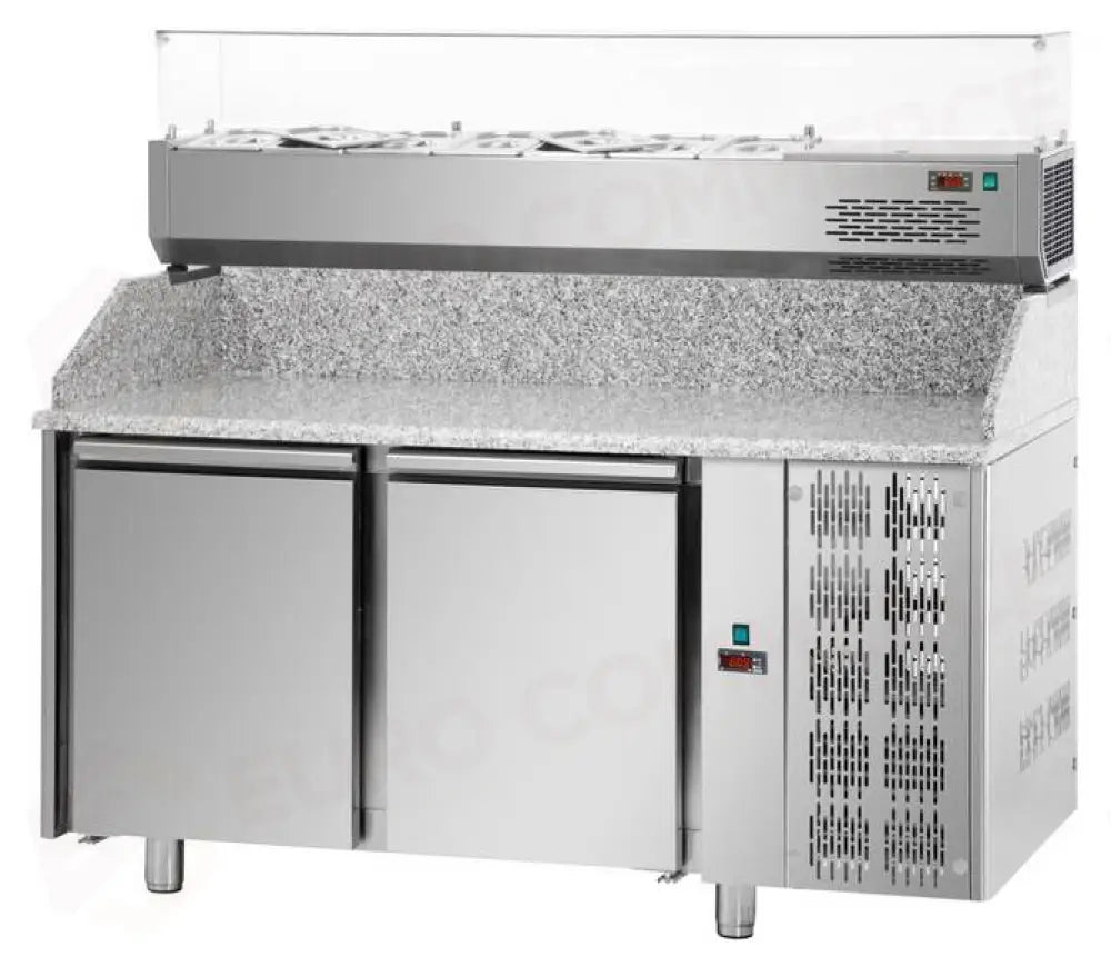 TAVOLO REFRIGERATO PIZZA 600X400 CON 2 PORTE E PIANO IN GRANITO - PZ02MID80 - KAREL - Attrezzatura