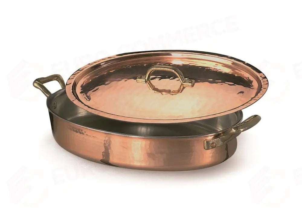 TEGAME OVALE CON COPERCHIO 30 CM RAME MARTELLATO - 2 MM ALCM120M AGNELLI - 0070737 - MEDRI