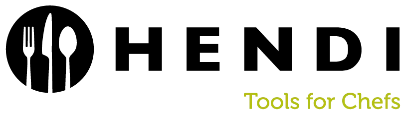 Testo del logo ’utensili per chef’ giallo.