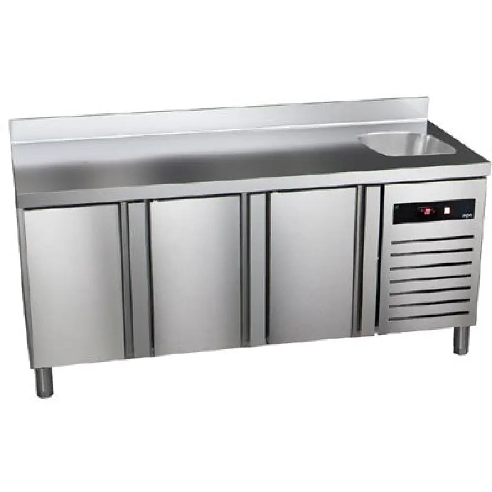 TGN 180 V HC-TAVOLO CONSERVATORE NEGATIVO GN CON LAVELLO INCORPORATO NEL PIANO. (VASCA 330X330X200 MM) - ASPES