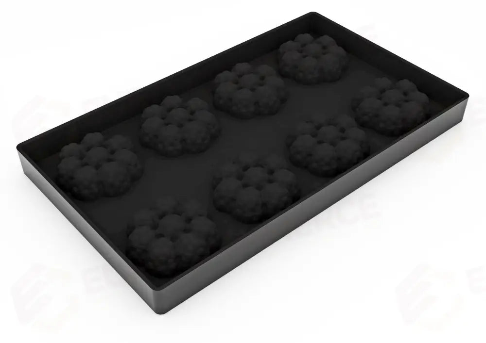 TOP IN SILICONE PER MONOPORZIONI MINI RAVEN LAGHI E CARIDI - 8 IMPRONTE Ø MM 60X23 H VOL. ~ 40 ML - DIM STAMPO MM
