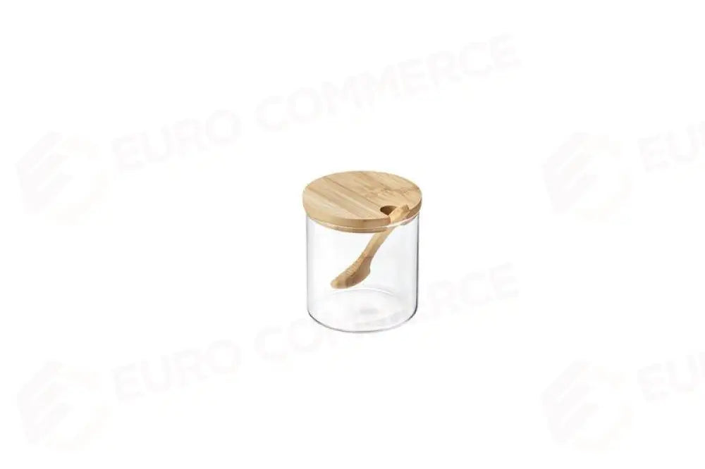 VASETTO IN VETRO CON COPERCHIO E CUCCHIAIO IN BAMBOO TRASPARENTE - 310 ML - T3033 - LEONE - ESPOSITORI BUFFET IN BAMBOO