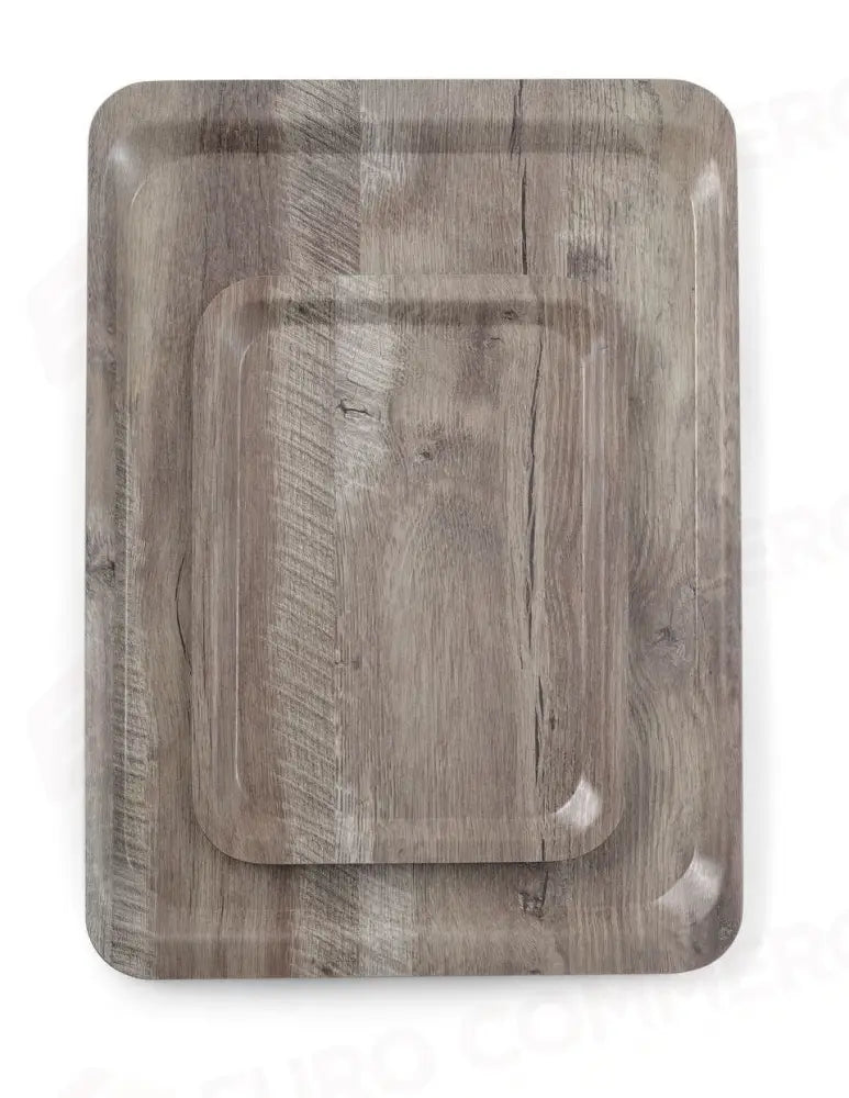 VASSOIO DA SERVIZIO IN MELAMINA CON STAMPA TIPO LEGNO AMERBOX LEGNO SCURO 370X530MM - HENDI
