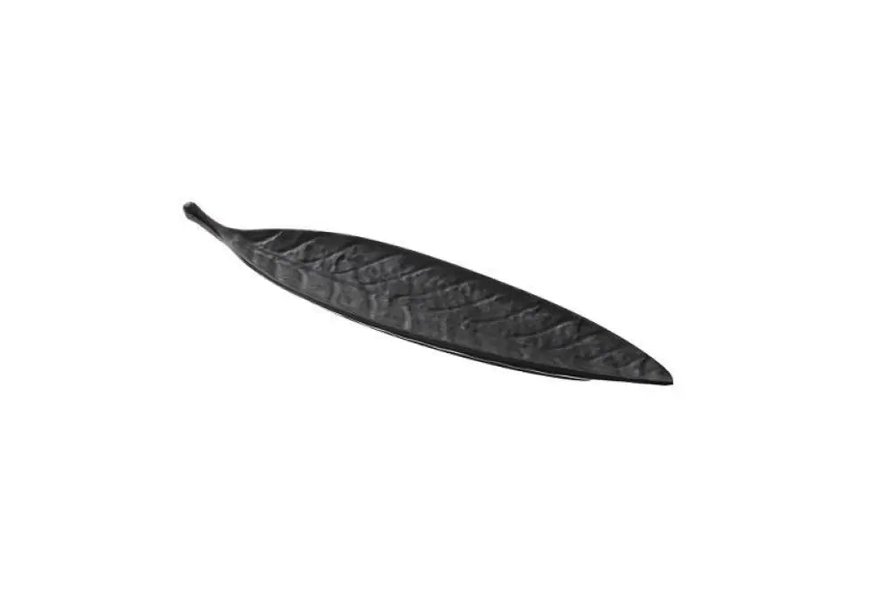 VASSOIO FOGLIA IN MELAMINA NERO - 41X9,5X3 CM - T8258 - LEONE - MELAMINA NERA