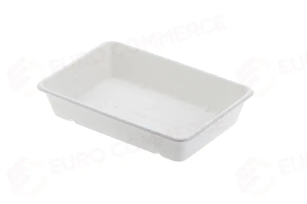 VASSOIO FONDO RETTANGOLARE IN POLPA DI CELLULOSA BIANCO - 23X15,5X4,5 CM - 800 ML - Q2066.F - LEONE - MONOUSO BIO