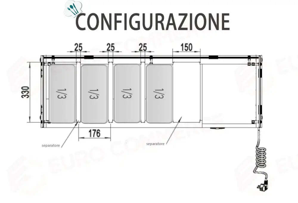 VETRINA INGREDIENTI ATOSA CON TECA IN VETRO - GN 1/3 - ESL3881-GR