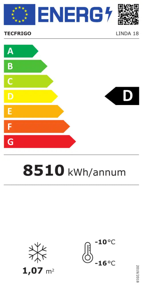 Etichetta Energetica LINDA 18 SP TECFRIGO