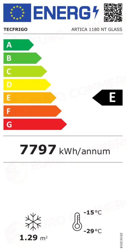 Etichetta Energetica ARTICA 1180 NT GLASS TECFRIGO