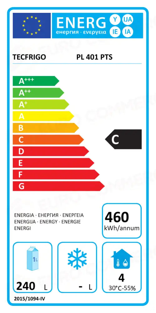 Etichetta Energetica PL 401 PTS TECFRIGO