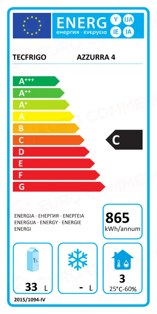Etichetta Energetica AZZURRA 4 TECFRIGO