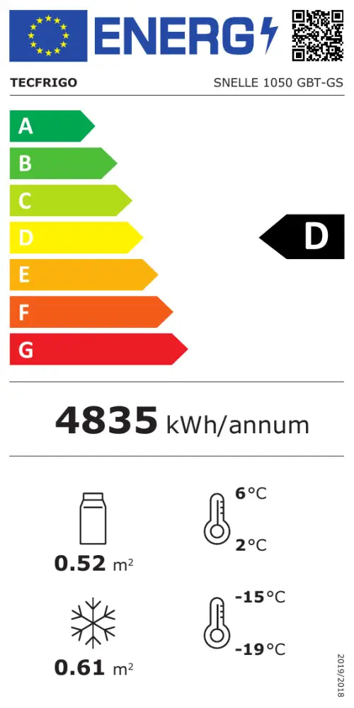 Etichetta Energetica SNELLE 1050 GBT-GS TECFRIGO