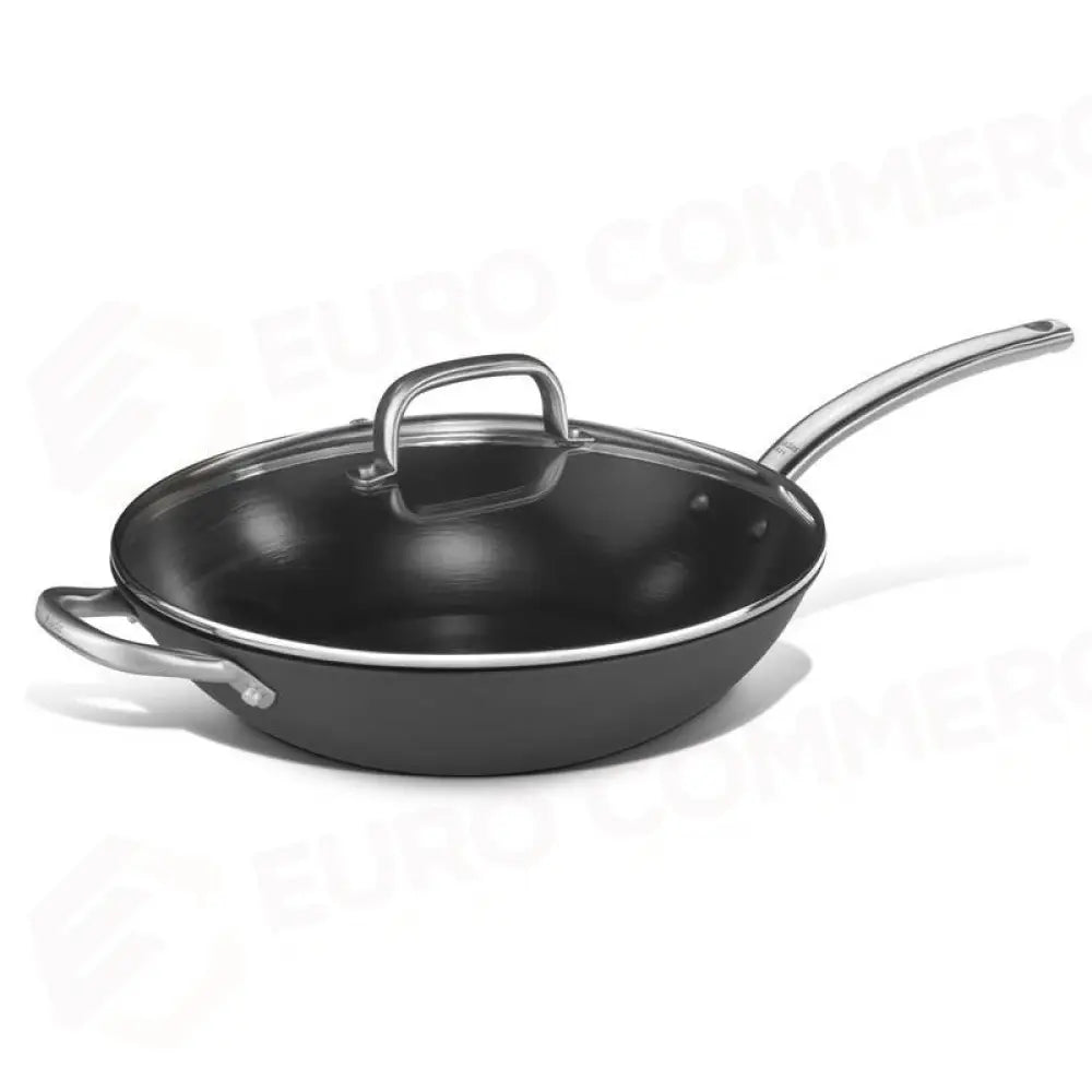 WOK IN FERRO ANTIADERENTE CON COPERCHIO IN VETRO Ø32CM - 266-032 - KAREL - Attrezzatura