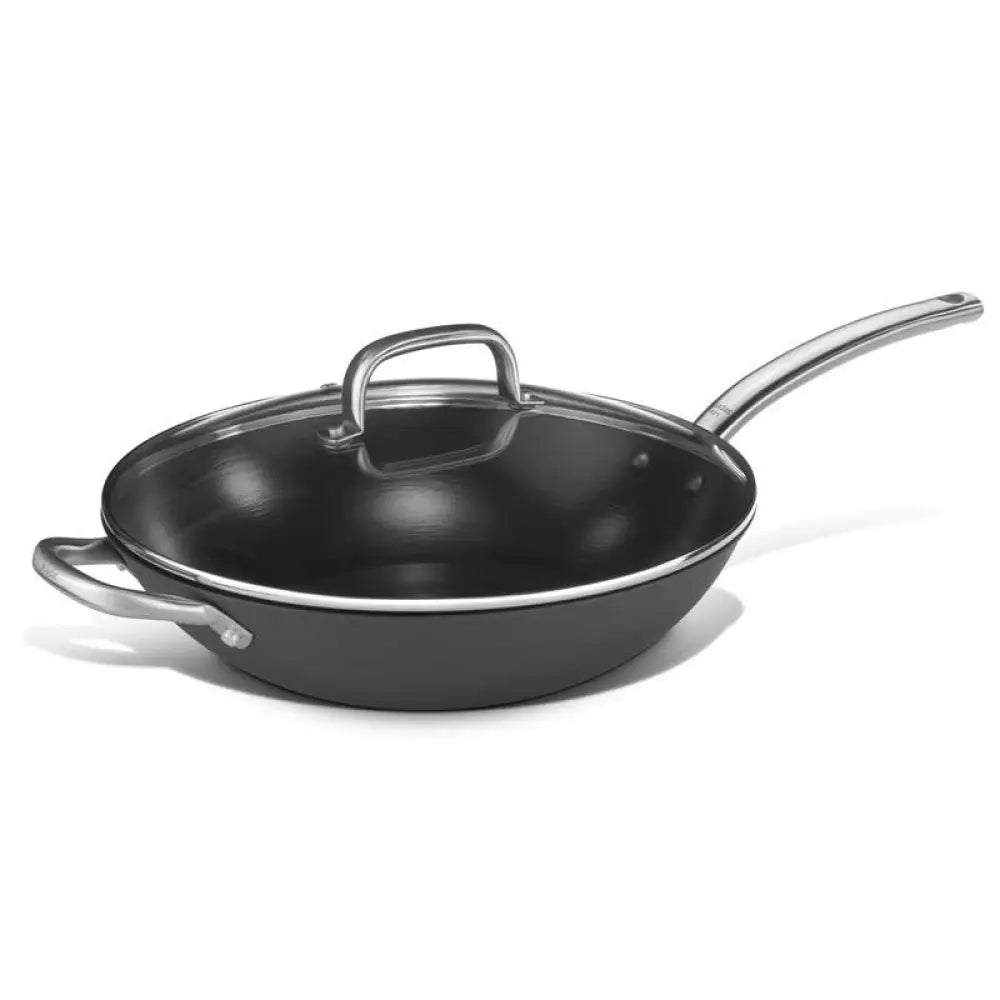 WOK IN FERRO ANTIADERENTE CON COPERCHIO IN VETRO Ø32CM - 266-032 - KAREL - Attrezzatura
