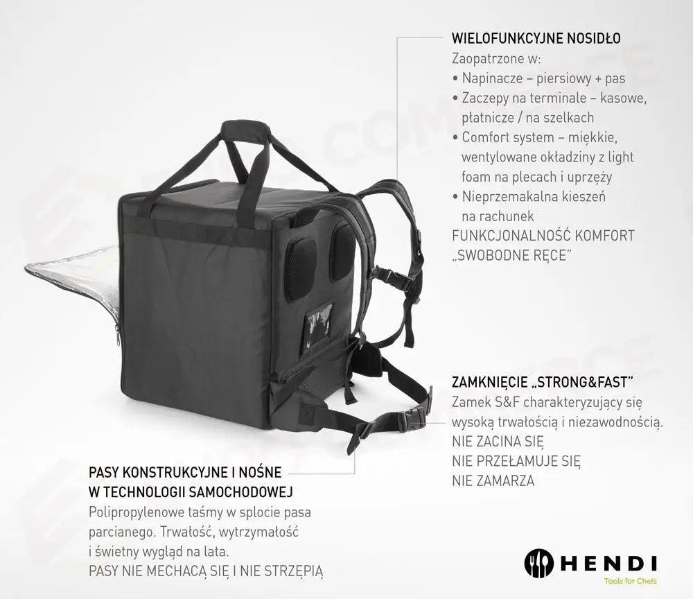 ZAINO PER LA CONSEGNA DI ALIMENTI ISOLATO HENDI 75,2L NERO 410X410X(H)480MM - 709801